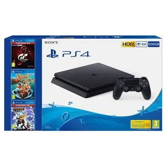 Consola PS4 500 GB + Tadeo Jones 3 + GT Sports Hits + Ratchet & Clank Hits