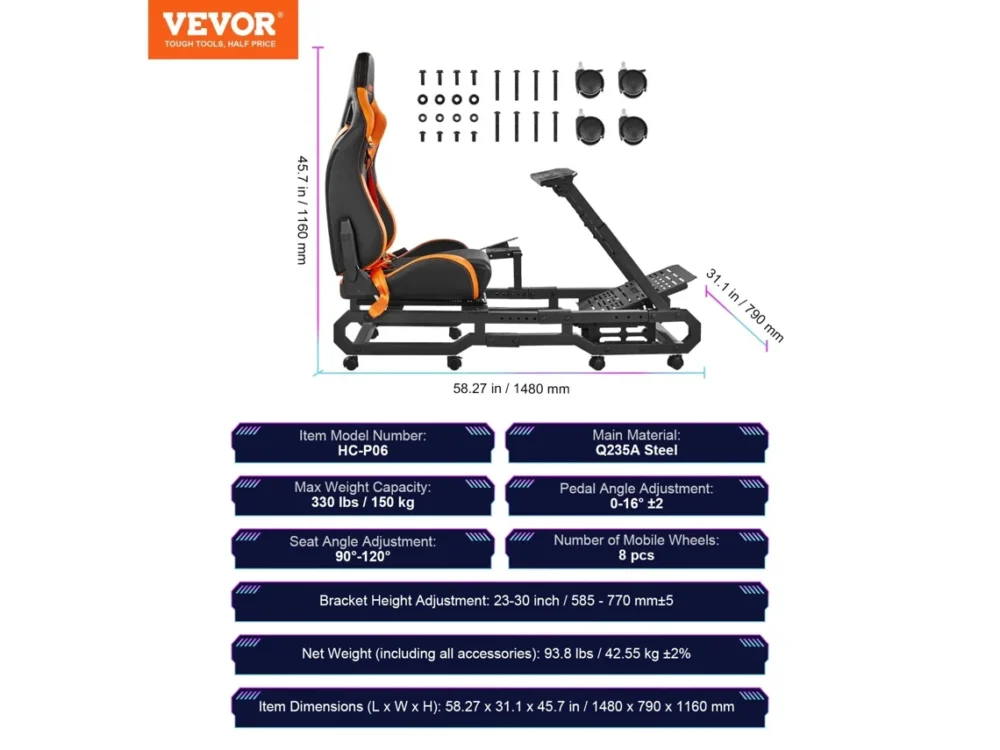 Suporte de Volante de Corrida Heavy Duty para Logitech G923/G920/G29 Carga Máxima 330Lbs VEVOR