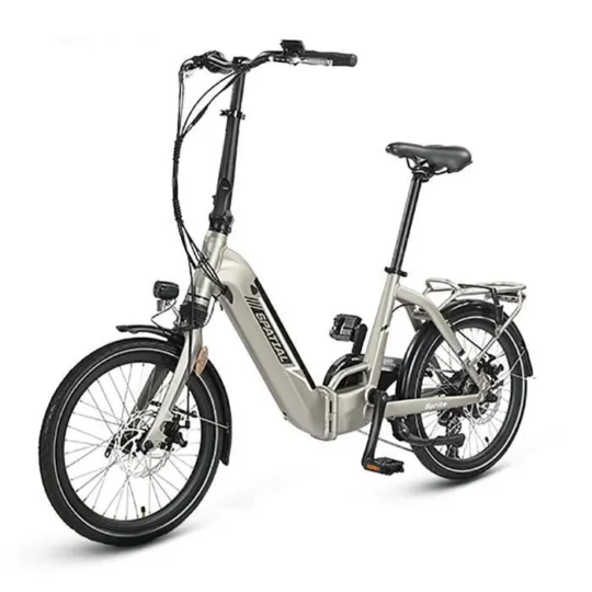 Bicicleta elétrica dobrável SPATIAL, motor de 500 W, bateria removível, autonomia de 30 a 70 km, bicicleta elétrica urbana, Shimano de 7 velocidades, champanhe