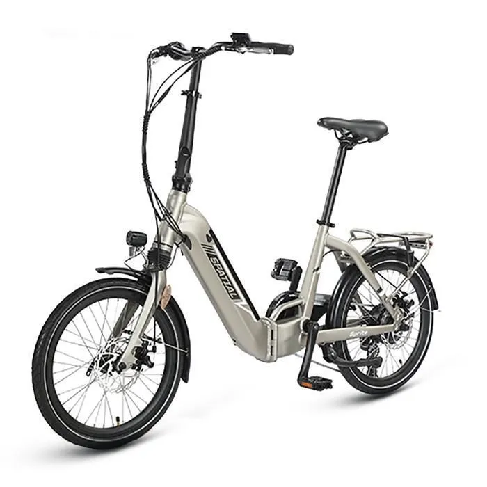 Bicicleta elétrica dobrável SPATIAL, motor de 500 W, bateria removível, autonomia de 30 a 70 km, bicicleta elétrica urbana, Shimano de 7 velocidades, champanhe